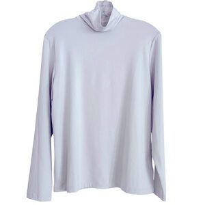Susan Graver Essentials Size M Silver Liquid Knit Mock Neck Long Sleeve Top